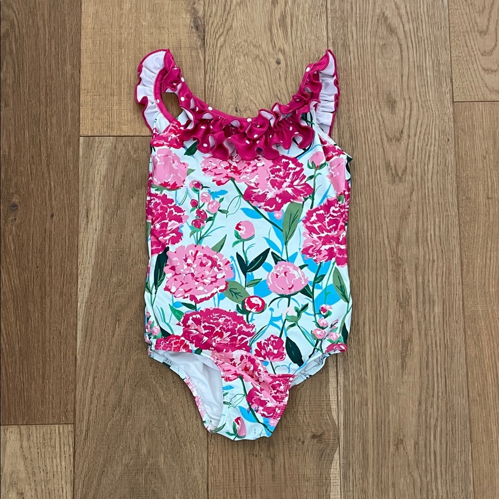 SweetHoney Pink Floral Ruffle One Piece Swimsuit